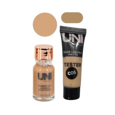 Imagem de Kit Base Líquida Matte e Corretivo Facial Alta cobertura Secagem rápid