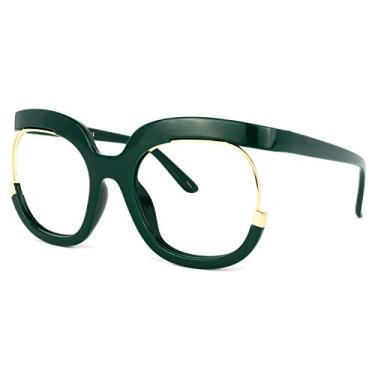 Imagem de Voogueme armação quadrada grande para óculos com lentes transparentes para mulheres Fredia OX739865, Dark Green, Large