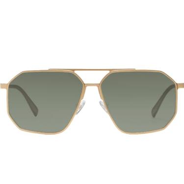 Imagem de DUCO Óculos de sol polarizados masculino feminino retrô clássico quadrado armação de metal vintage óculos de sol modernos DC3032, Armação dourada, lente verde, common