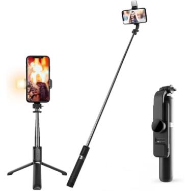 Imagem de Bastão Pau de Selfie Tripé Telescópico 0,8m com Bluetooth e Suporte Celular – Tripé Profissional Portátil para Fotos, Vídeos, Vlog, Lives – iPhone, Android, Câmeras