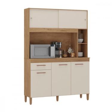 Imagem de Cozinha Compacta Ceara 5 Portas 1 Gaveta Canelato com Off White Atuall