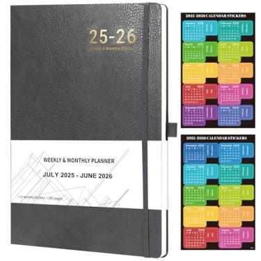 Imagem de Agenda 2026 - Agenda 2026 semanal e mensal, janeiro de 2026 - dezembro de 2026, 21,6 cm x 28 cm, planejadores de capa de couro com papel grosso, bolso traseiro com páginas de anotações - cinza