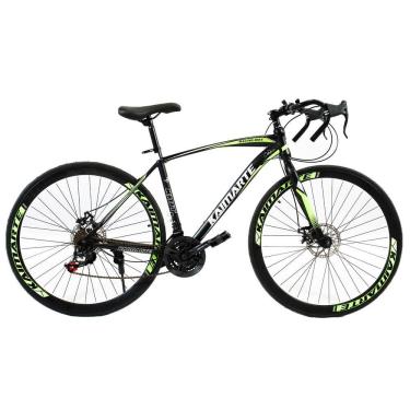 Imagem de Bicicleta Speed Sprint Aro 700 Bike 21 Vel Marchas Freio a Disco Quadro Aço Carbono Leve Resistente Cor Preto/Verde - WCT FITNESS