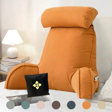 Imagem de Almofada de suporte para as costas para adultos, almofada de leitura para cama, almofada de leitura macia para suporte de costas de cama com braço de apoio, almofada removível para encosto, almofada