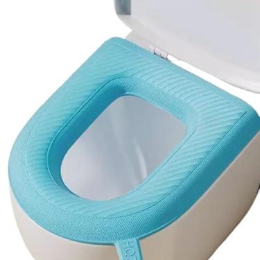 Imagem de Capa Proteção Assento SanitáRio à Prova D'áGua com Espuma, Serve Na Maioria Dos Tamanhos de Tampas de Vaso SanitáRio para Banheiro(Azul)