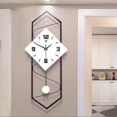 Imagem de RIAAJ Relógio de parede moderno com pêndulo, relógio de parede grande quadrante de madeira maciça, movimento sem tique-taque, relógio de parede de quartzo mudo - 30 x 70 cm (12 x 28 polegadas