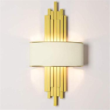 Imagem de HOSETEON Luminária de parede vintage criativo hotel decção arte retangular lâmpada de cabeceira te abajur de tecido latão polido metal E14 ket r House g Roomoom nts C