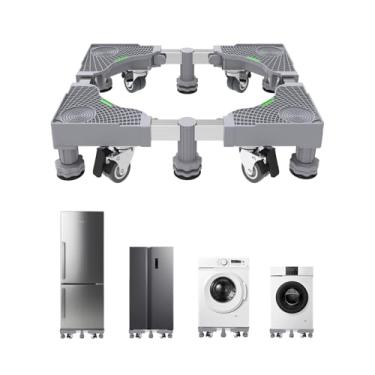 Imagem de EclatBain Suporte de mini geladeira com 4 rodas de bloqueio e 6 pés fortes pedestais universais de lavadora e secadora de 42 a 68 cm, aparelho ajustável para suporte de geladeira, suporte de máquina