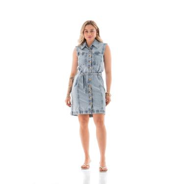 Imagem de Vestido Jeans Feminino Arauto Midi Botões