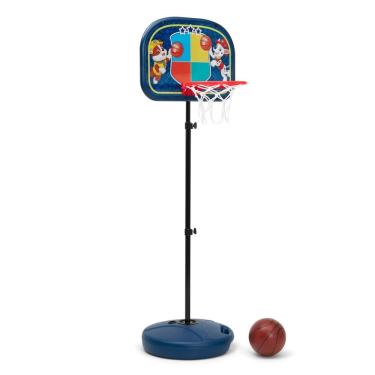 Imagem de Kit Cesta de Basquete Infantil Patrulha Canina com Altura Ajustável, Bomba de Ar Manual e Bola de Basquete para Crianças Acima de 3 Anos