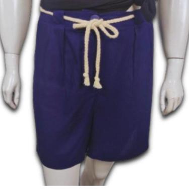 Imagem de Short Feminino Linho Alfaiataria Forrado Botão e Zíper na Frente Plus 