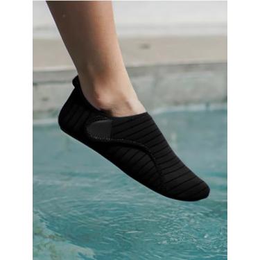 Imagem de Sapatos aquáticos de natação para mulheres e homens, secagem rápida, tênis aquático para praia, caminhadas, mergulho, passeios de barco, rio, esportes aquáticos ao ar livre, Listra preta, 3-4 Women/2