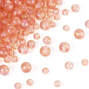 Imagem de 300 contas de vidro com glitter em pó contas de vidro para colar, pulseira, brinco, faça você mesmo, artesanato, 3 tamanhos, kit 6 x 5,5 mm (0,24 x 0,22 polegadas) 8 x 7,5 mm (0,31 x 0,3 polegadas) 10