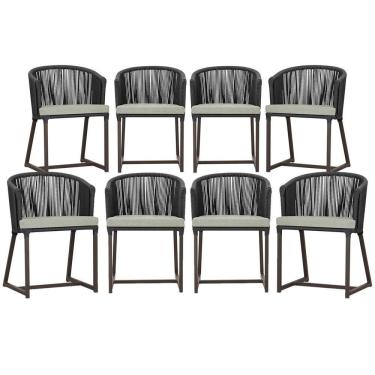 Imagem de 8 Cadeiras De Jantar área Noronha Marrom E3 Trama Original Preto