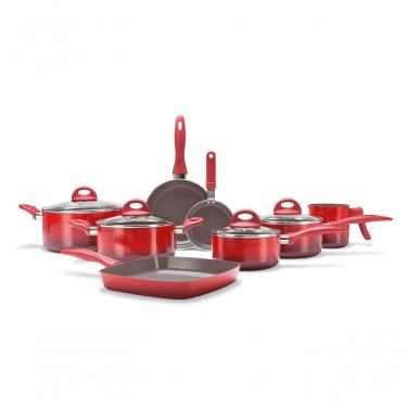 Imagem de Jogo De Panelas 8 Peças - Ceramic Life Smart Plus Brinox Vermelho Brinox