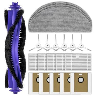 Imagem de (Pacote com 20) Peças de reposição Freo S compatíveis com aspirador de pó robô Narwal Freo S, 1 escova de rolo, 6 escovas laterais, 5 filtros HEPA, 5 sacos de poeira, 3 almofadas de esfregão, kit de