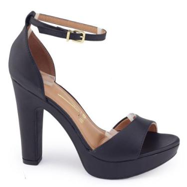 Imagem de Sandália Fem Meia Pata Vizzano 6292.217 salto alto grosso, Preto, 37