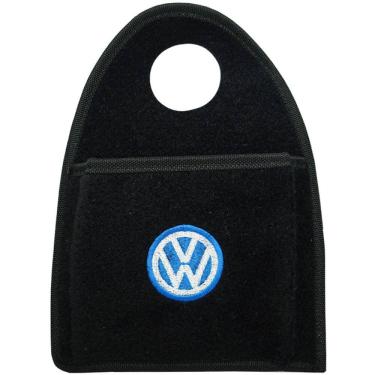 Imagem de Lixeira Lixinho Automotiva Carro Carpete Logo Bordado Volkswagem para Câmbio Preta