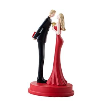 Imagem de Generic Estatueta de Casal Apaixonado, Coleção Moderna, Ornamento de Mesa, Escultura para Sala de Estar, Noivado, Armário ou Prateleira, Vermelho