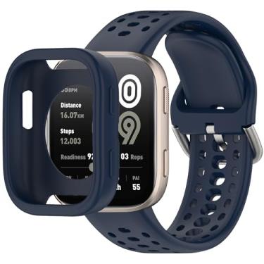 Imagem de QHBAMD Pulseira de silicone para relógio Amazfit Bip 6 A2435 – capa de TPU macio, respirável, impermeável, com fecho seguro, para academia, corrida o dia todo