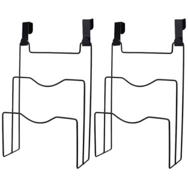 Imagem de TINEASUR 2 peças de rack de armazenamento para pendurar na porta do armário de cozinha, organizador de tampa de panela de ferro e suporte de tábua de corte, preto, sem furadeira, instalação e economia