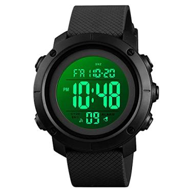 Imagem de Relógio Digital Masculino Esportivo, Resistente à Água 50M, Display LCD Clara, Pulseira de Silicone Premium Macia, Multifuncional (Cronômetro/Alarme), Leve para Academia e Corrida Eletrônic 1426BKBK