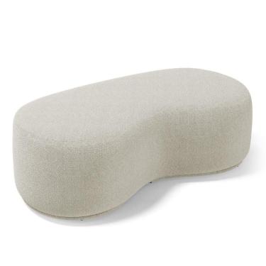 Imagem de Puff Decorativo Living Aisha Orgânico 02 Lugares Bouclê Bege - Abmaza