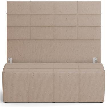 Imagem de Kit Cabeceira Cama Box Queen 160cm Com Calçadeira Roma W01 Linho Bege Escuro - Lyam
