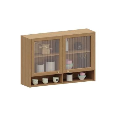 Imagem de Armário Aéreo Para Cozinha 120cm 2 Portas Com Vidro Lúmina