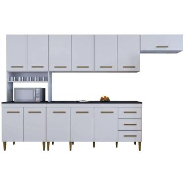 Imagem de Cozinha Completa Atenas 12 Portas 3 Gavetas Branco Kaiki Móveis