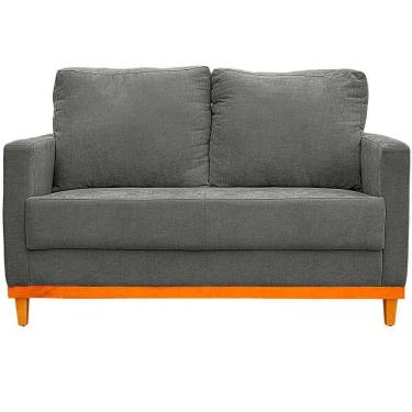 Imagem de Sofa Berlim 2 Lugares Base De Madeira Tecido Impermeavel Cinza Escuro