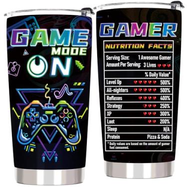 Imagem de ZyraGleam Gamer Gifts Tumbler for Men Teen Boys Girl Boyfriend Kids - Presentes legais de Natal, aniversário, jogos, coisas para jogadores, copo de café de aço inoxidável, 590 ml, preto