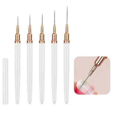 Imagem de Conjunto de 5 pincéis de delineador de arte de unhas, pincel de delineador ultrafino para gel de unhas, caneta de design de arte de pintura para linhas longas, ideal para uso em bricolage e salão, 7/9