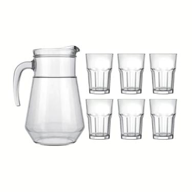 Imagem de Kit Jarra Bar 1,5L Com 6 Copos Isis Vitamina Vidro Temperado