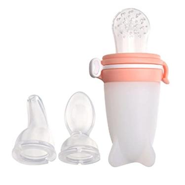 Imagem de Naroote Garrafa de bebê de 3 Pces, Garrafa de Dentição Infantil de Silicone Altamente Elástico para Uso Diário (Laranja claro)