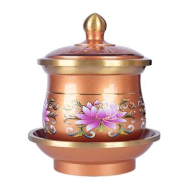 Imagem de FENNYYAR Copo de água benta de lótus de latão puro, 8,8 cm, 8,6 cm, enfeite de copo de Buda para oferta doméstica
