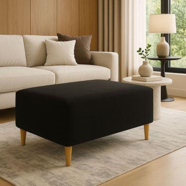 Imagem de Puff Bela Manu Decor Madri Pés Palito Tecido Sued Preto