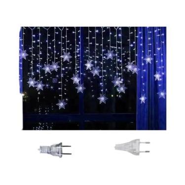 Imagem de Luzes De Cortina LED Em Forma De Floco De Neve Para Natal, Decoração D