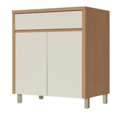 Imagem de Balcão Gabinete de Cozinha 2 Porta 1 Gaveta 100% Mdf Madeirado/Off White