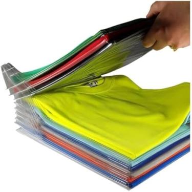 Imagem de Organizador de roupas dobraveis, armario eficiente, gaveta portatil, organizacao pratica, divisoria util, encaixe firme, plastico resistente, tamanho ideal.