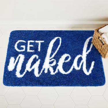 Imagem de Homantic Get Naked Tapete de banho azul - tapetes engraçados de banheiro antiderrapante tapete fofo para decoração de chão de banheiro, tapetes de banho absorventes de água para pia, banheira e