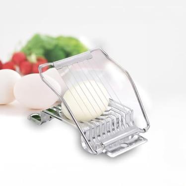 Imagem de Fatiador de Ovos e Alimentos em Aço Inoxidável, 10 Fios de Corte, Rotação 180°, Base Uniforme, 23cm x 8cm, para Ovos, Queijos, Presunto, Frutas e Vegetais