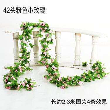 Imagem de Guirlanda de flores artificiais 90,5 polegadas/230 cm - trepadeiras rosas falsas, guirlanda floral pendurada de plástico falso de seda para arco de casamento, quarto, parede de casa, pano de fundo
