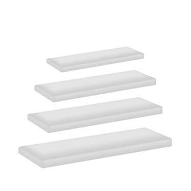 Imagem de Kit Com 4 Prateleiras Flutuantes Tamanhos Varaidos Para Todos Ambientes MDF MARITIMO Maior Durabilidade Resistente A Umidade E Riscos Acompanha Kit Montagem (BRANCO)