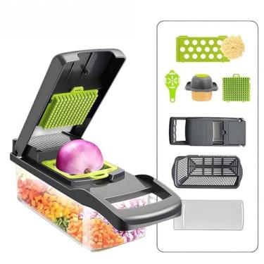 Imagem de Fatiador De Cozinha Multiuso Profissional, Aço Inoxidável 16 Em 1, Cortador, Ralador, Legumes, Frutas, Alimentos(7 PÇS - R F,3)