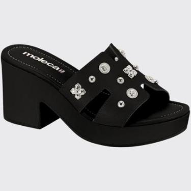 Imagem de Sandália Slide Feminina Anabela Bloco Alto Bottons Moleca 5549.105.9569-Feminino