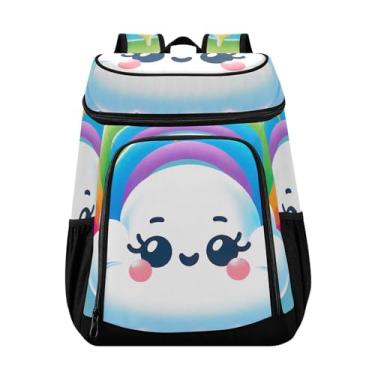 Imagem de Mochila térmica impermeável para praia, nuvem branca com olhos, lancheira para piquenique, pesca, trilhas, acampamento
