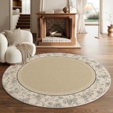 Imagem de Tapete redondo para quarto, cabeceira, vestiário, penteadeira, cadeira, tapete de chão, decoração para casa, sala de estar (diâmetro 260 cm/GU4259-QT)