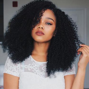 Imagem de SCENTW Peruca encaracolada para mulheres negras, peruca afro, peruca afro, peça U, afro bombe, cabelo sintético sem cola, meia peruca sem vazamento, parte fina