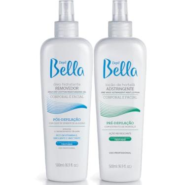 Imagem de Kit Depilação com Loção Adstringente Pré-Depilação Hortelã e Óleo Removedor Pós-Depilação Algodão, Depil Bela 500ml Cada, 2 Unidades